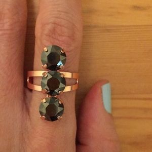 Gorgeous Metallic Gray-Black Hematite Crystal Rose Gold Statement Ring